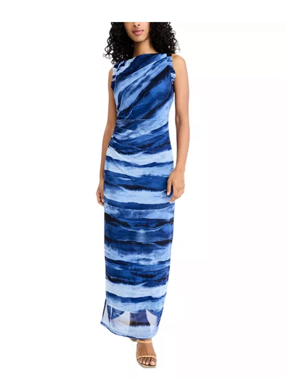 Donna Morgan Ruffled Trim Mesh Dress (Size: S)